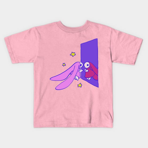 chobits anata and atashi reflection / a city with no people pink pastel rabbits Kids T-Shirt by mudwizard